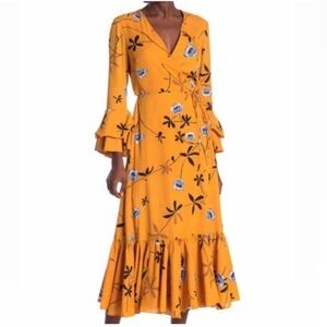 NWT Diane von Furstenberg Madeline Growing Tulip Marigold Wrap Dress